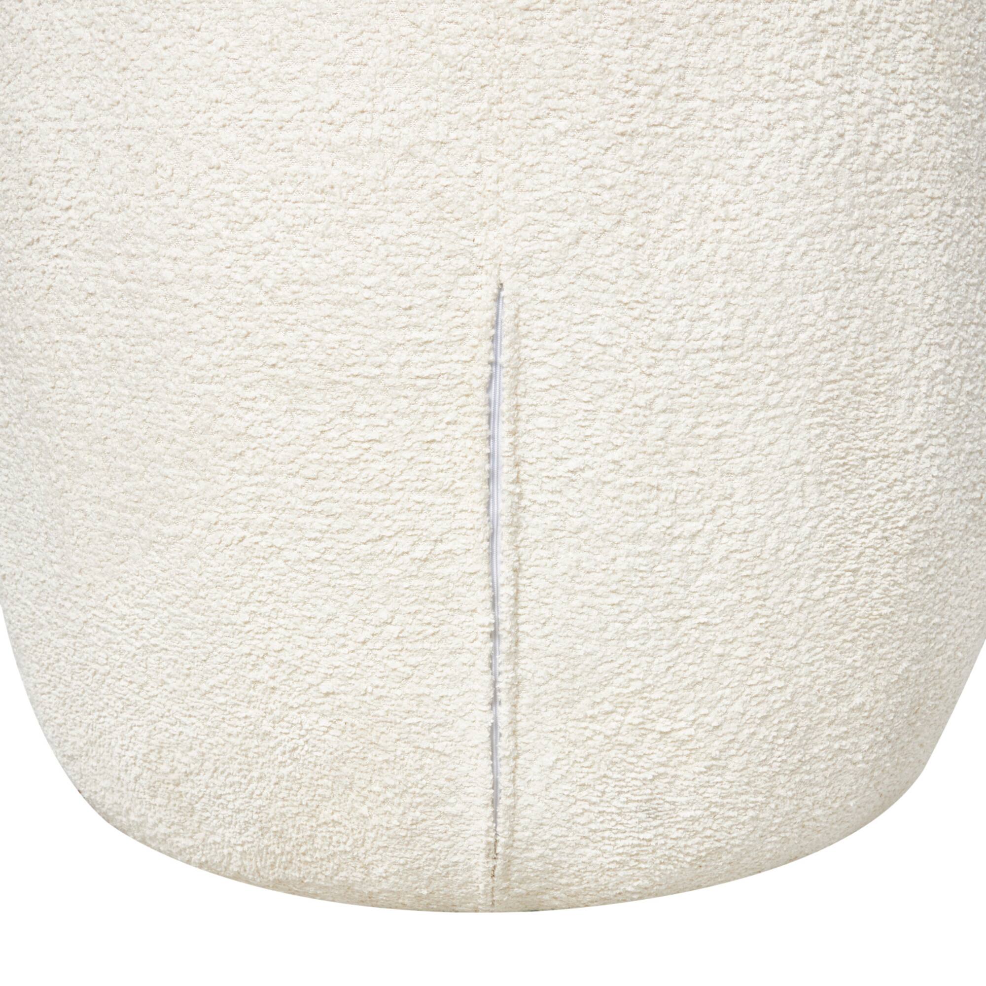 White Polyester Rounded Barrel Accent Chair